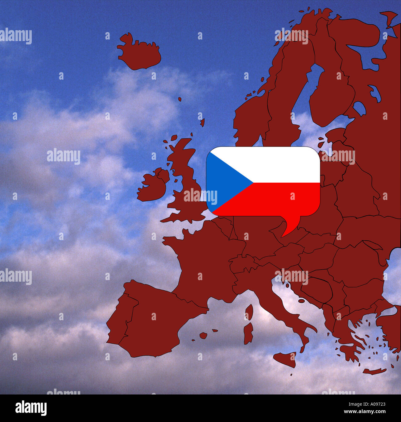 Europe map and flag of the Czech Republic Stock Photo