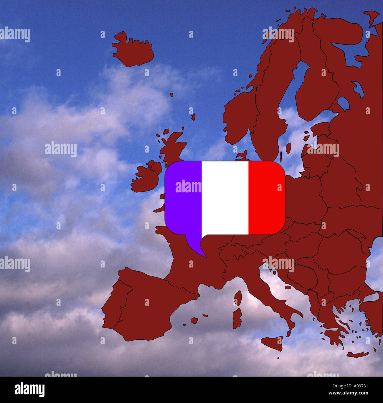 Europe map and flag of France Stock Photo