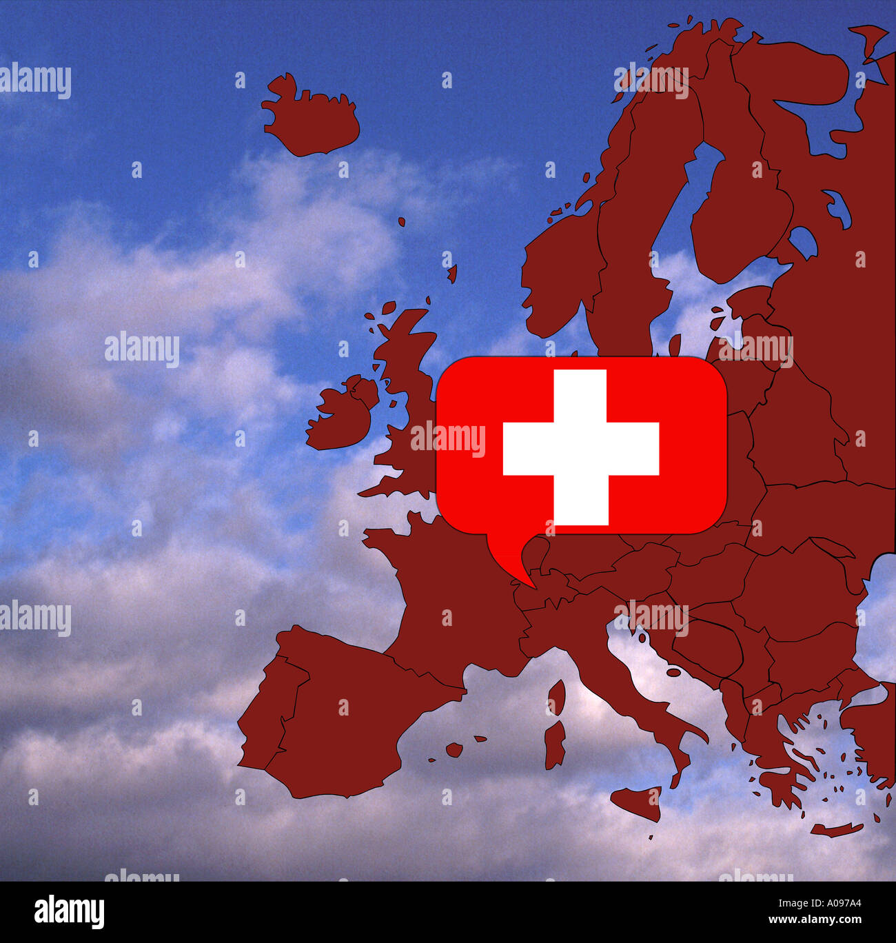 Europe map and flag of Switzerland Stock Photo