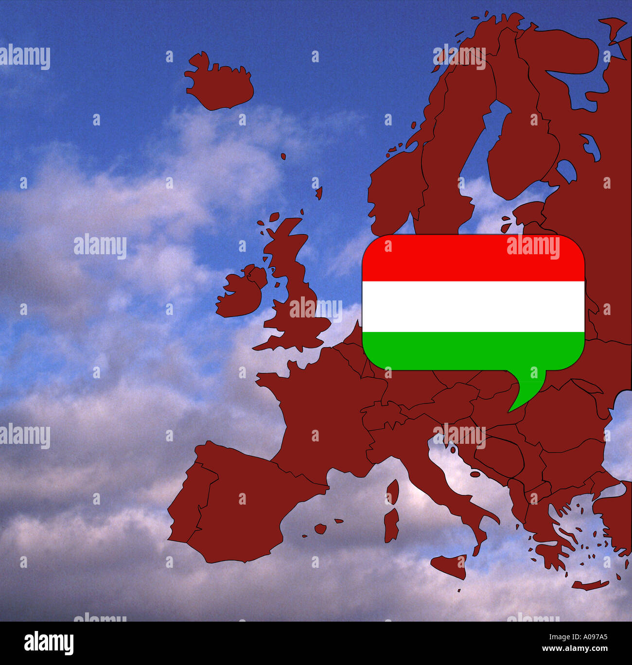 Europe map and flag of Hungary Stock Photo Alamy