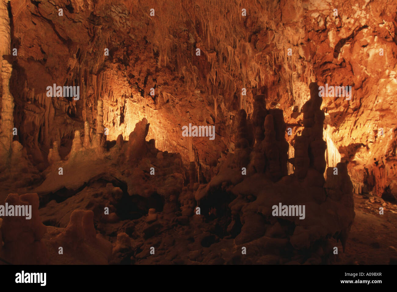 stalactite cave Glifada, Greece, Peloponnes, Pirgos Dirou Stock Photo