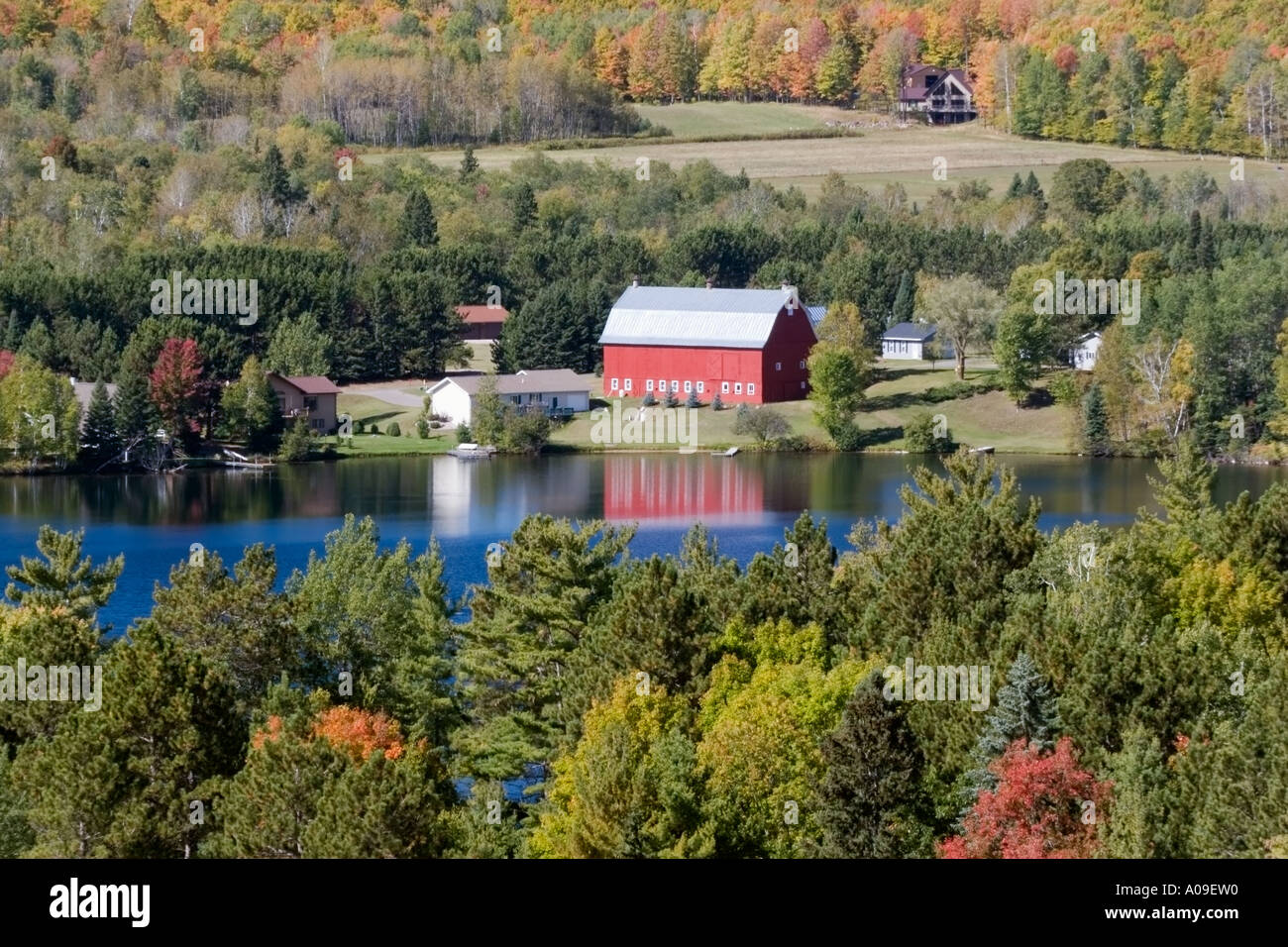 Red Barn located on Keyes Lake, Florence, WI, USA Stock Photo Alamy