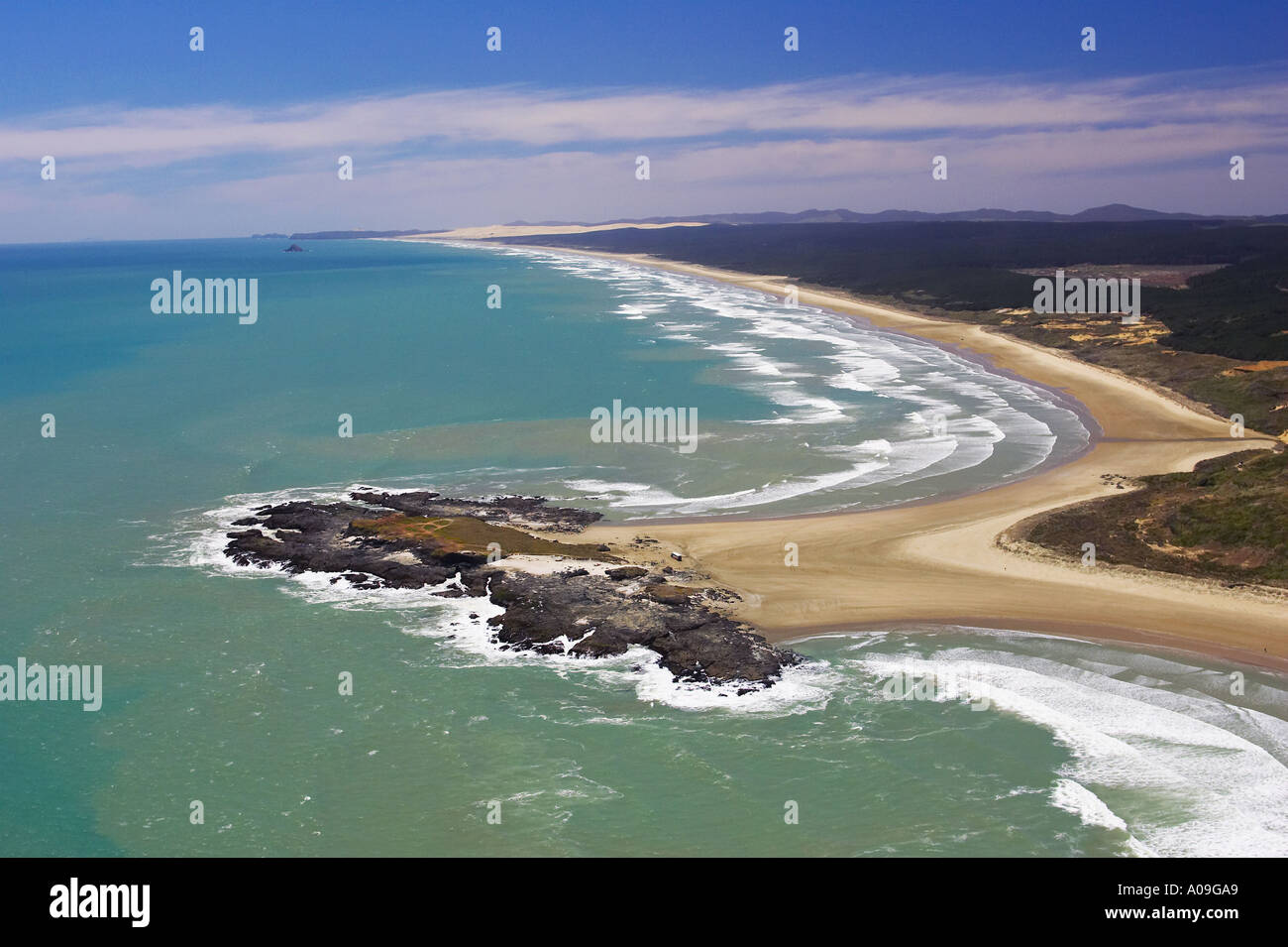 The Bluff Mile Beach Northland New Zealand aerial Stock Photo