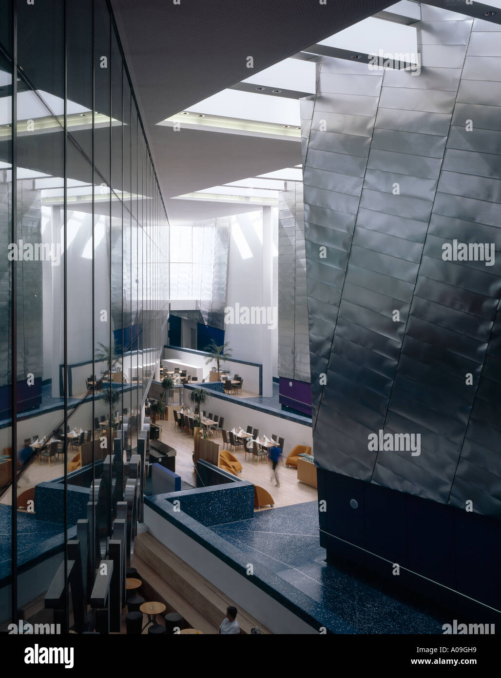The Lowry Centre, Salford Quays, 1992 2000. View of dining area