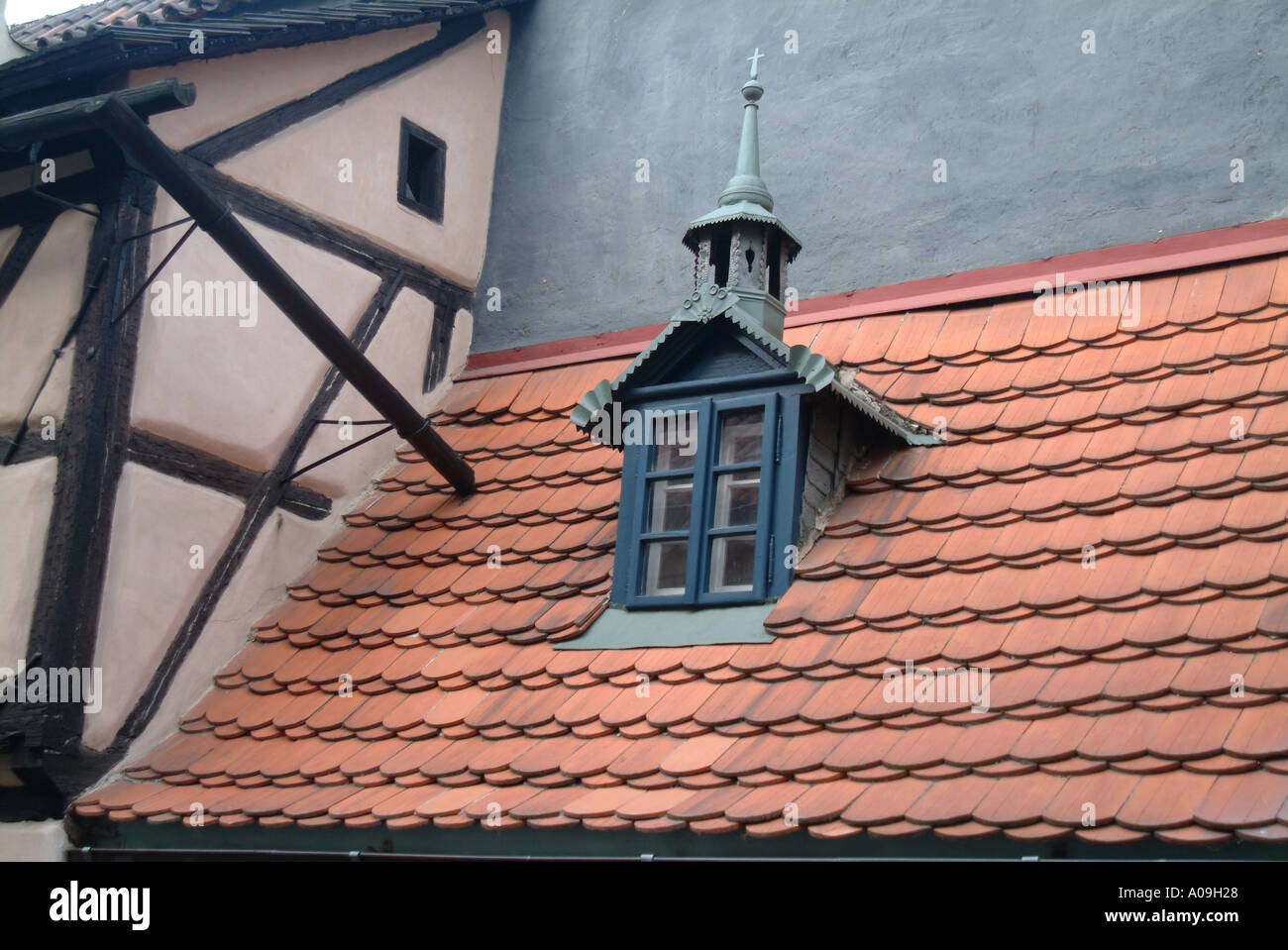 Rooftop window Golden Lane Prague Castle Prague Czech Republic Stock ...