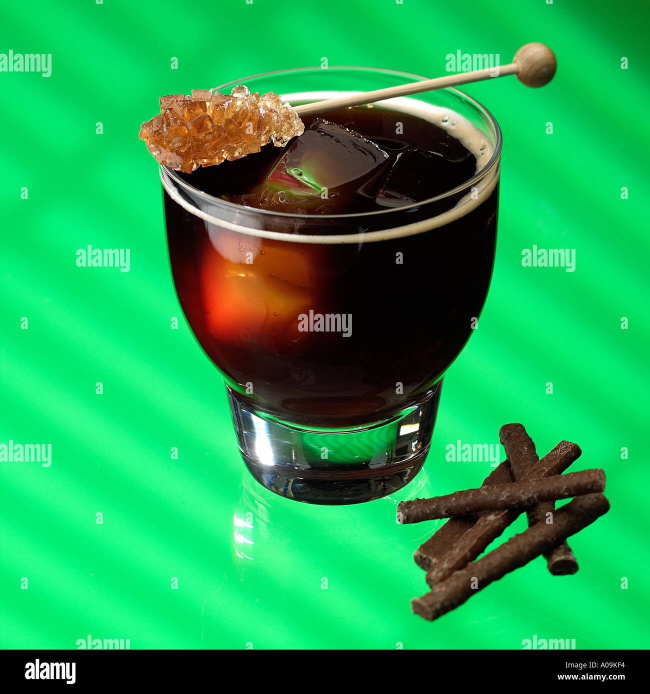 Cocktail Black Watch Whisky Kahlua or coffee liqueur ice soda sugar