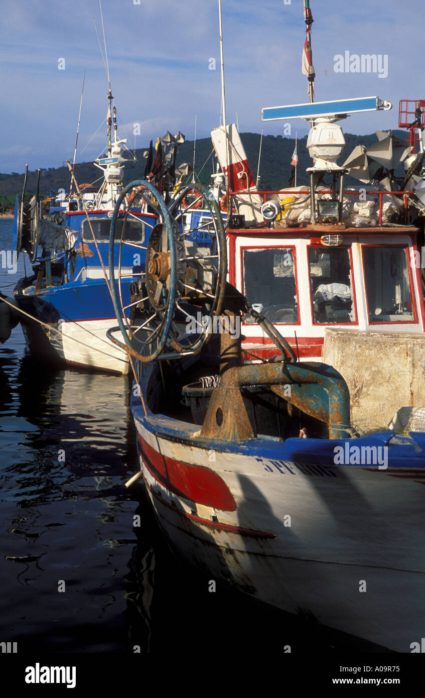 Longline fishing vessel at Marino di Campo Island Elba Italy Stock Photo