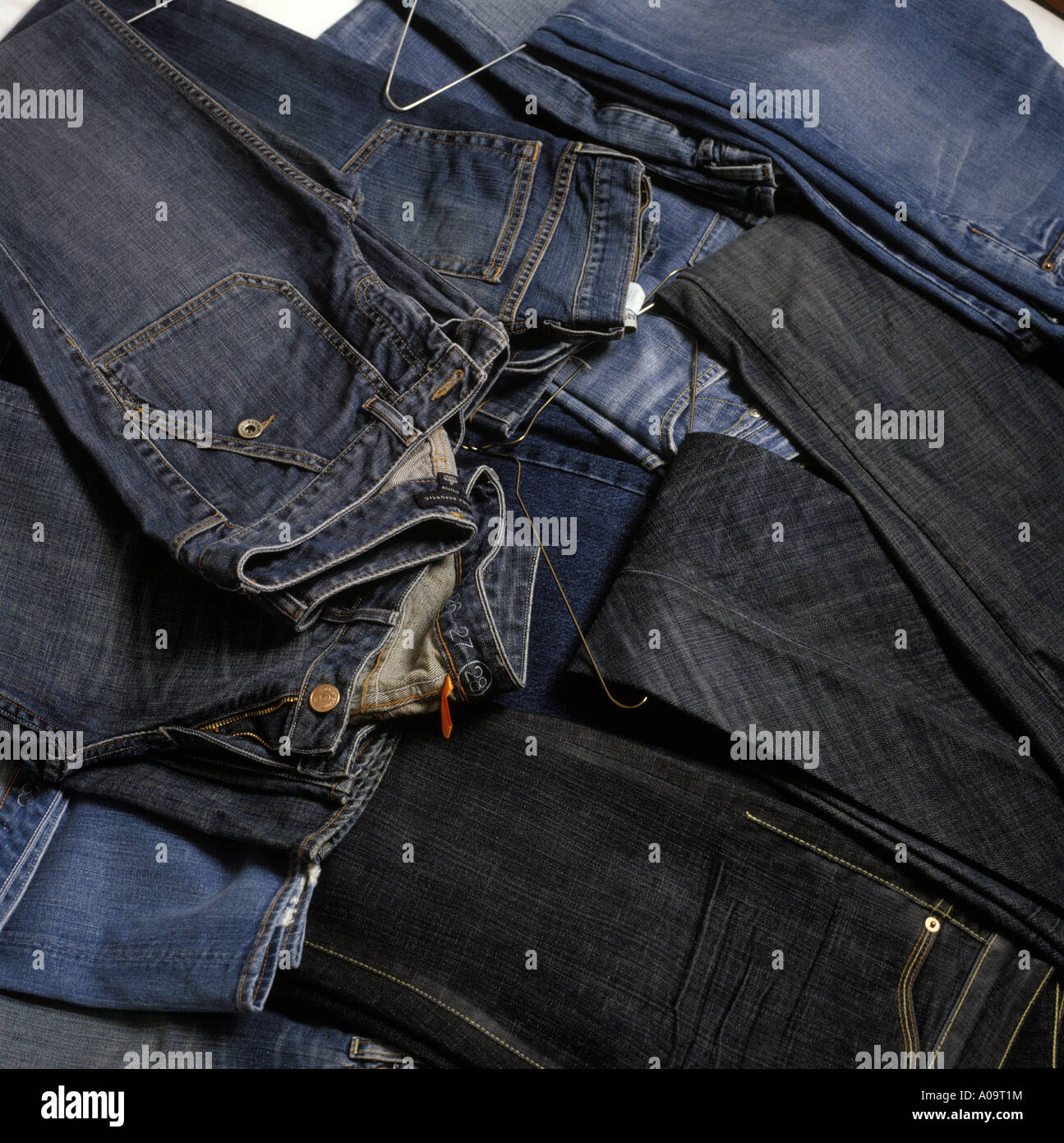 a selection of jeans Stock Photo