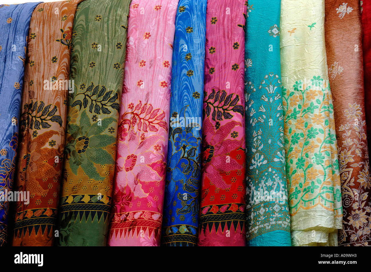 Silk sarongs, Ubud market stall Bali Indonesia Stock Photo - Alamy
