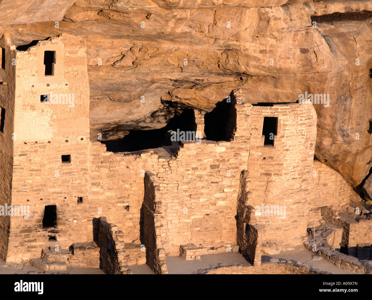Square tower of CLIFF PALACE the most extensive ANASAZI ruin of MESA ...
