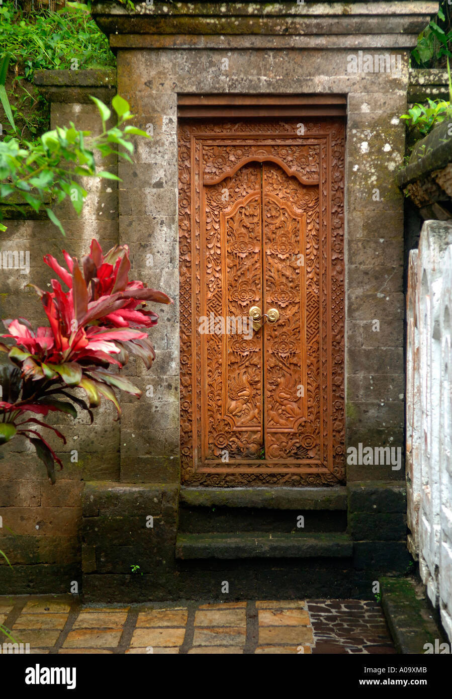 Entrance Door in Balinese House Stock Photo