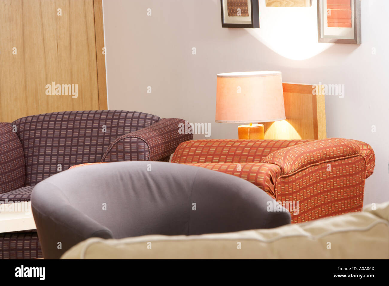 large comfy sofas in a restaurant Stock Photo