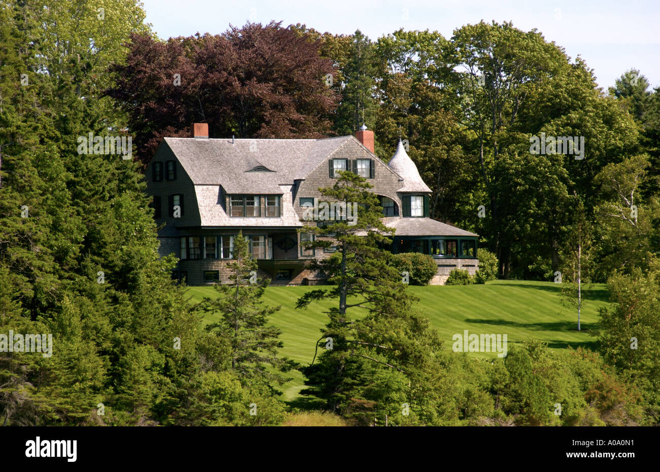 Luxurious waterfront mansions in Somes Sound Maine Stock Photo Alamy