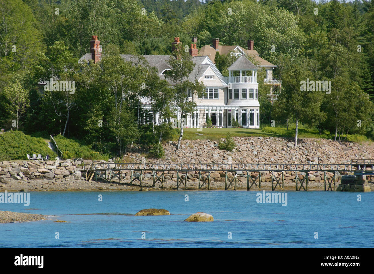 Luxurious waterfront mansions in Somes Sound Maine Stock Photo Alamy