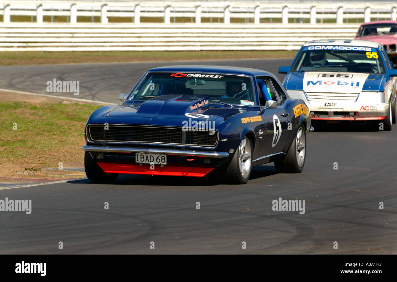Saloon car racing Pukekohe Raceway south of Auckland City, New Zealand Stock Photo