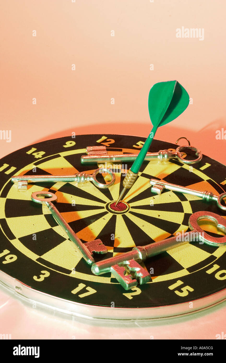 Dart and Skeleton Keys on Dartboard Stock Photo Alamy