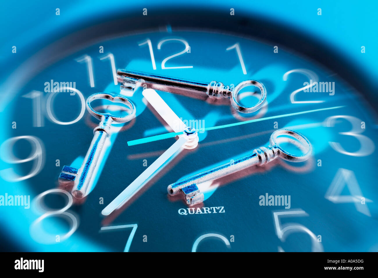 Skeleton Keys on Clock Stock Photo