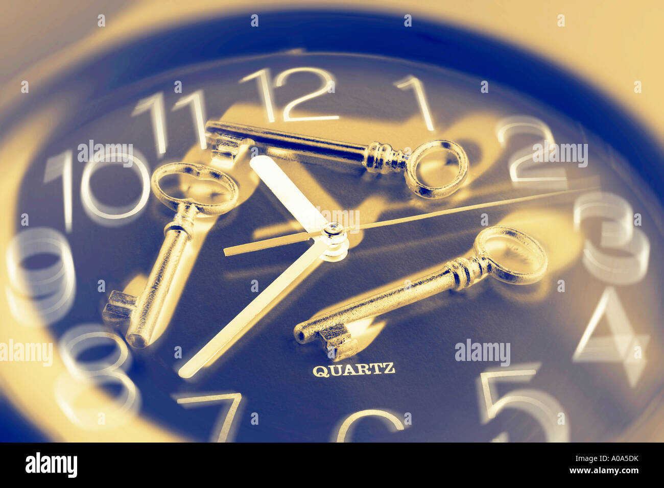 Skeleton Keys on Clock Stock Photo