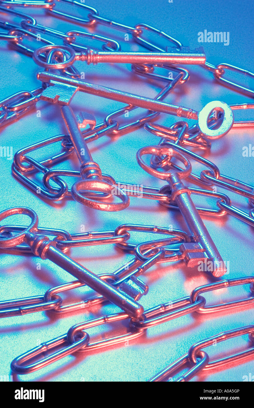 Skeleton Keys and Chains Stock Photo