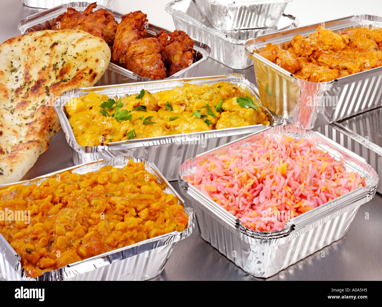 INDIAN FOOD TAKE AWAY SELECTION Stock Photo Alamy