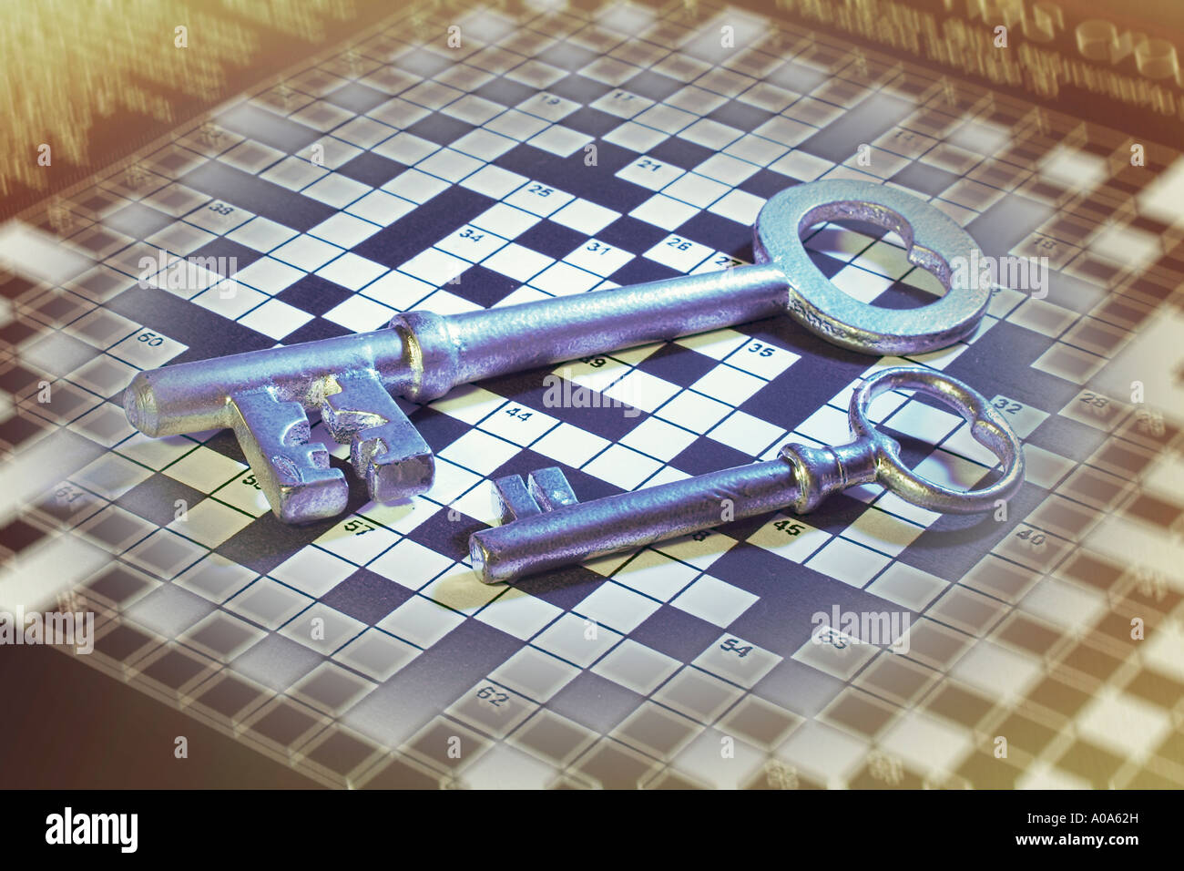 Skeleton Keys on Crossword Puzzle Stock Photo Alamy