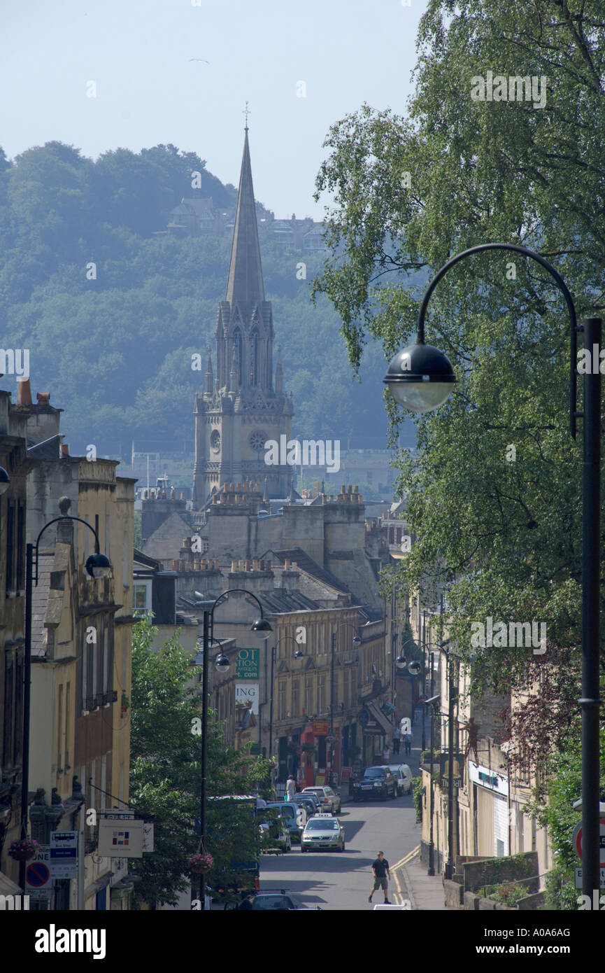 Looking south down Walcot Street past Walcot Gate Bath Somerset England