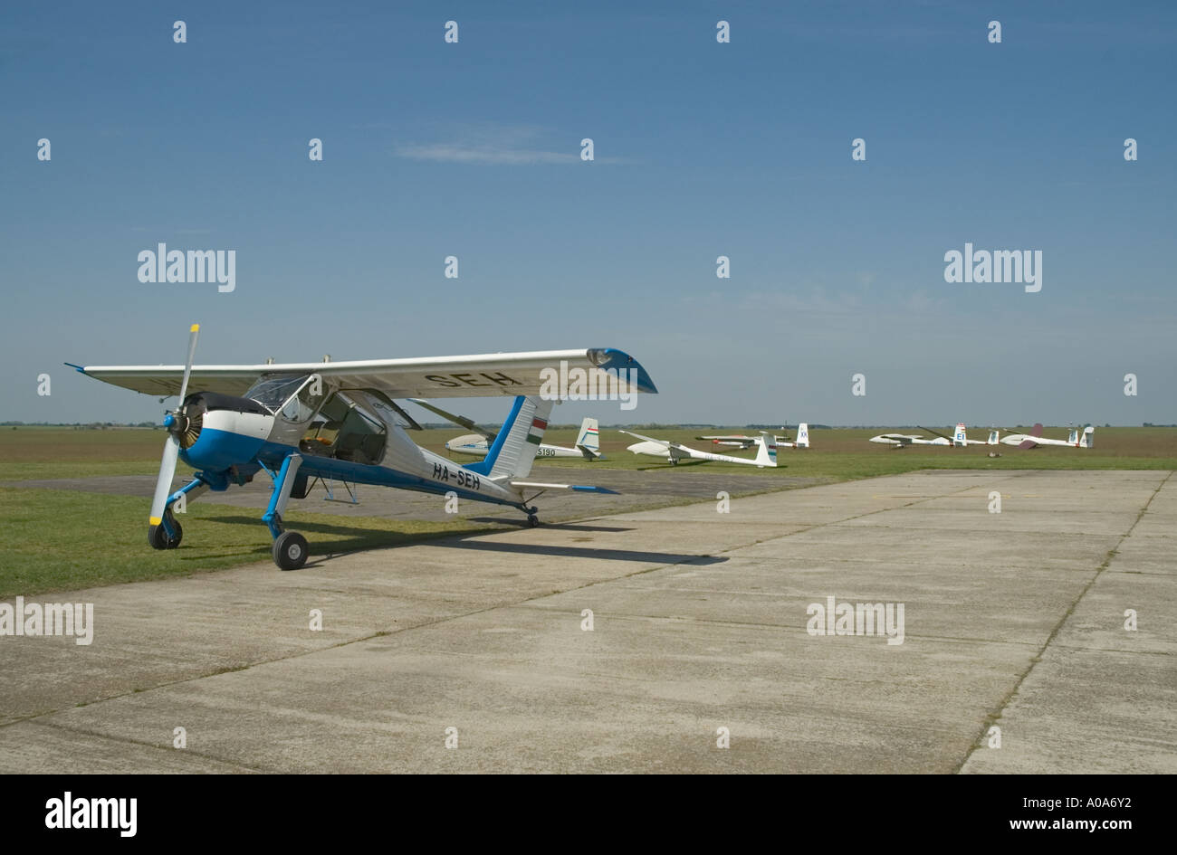 Hungary tow plane and gliders Stock Photo