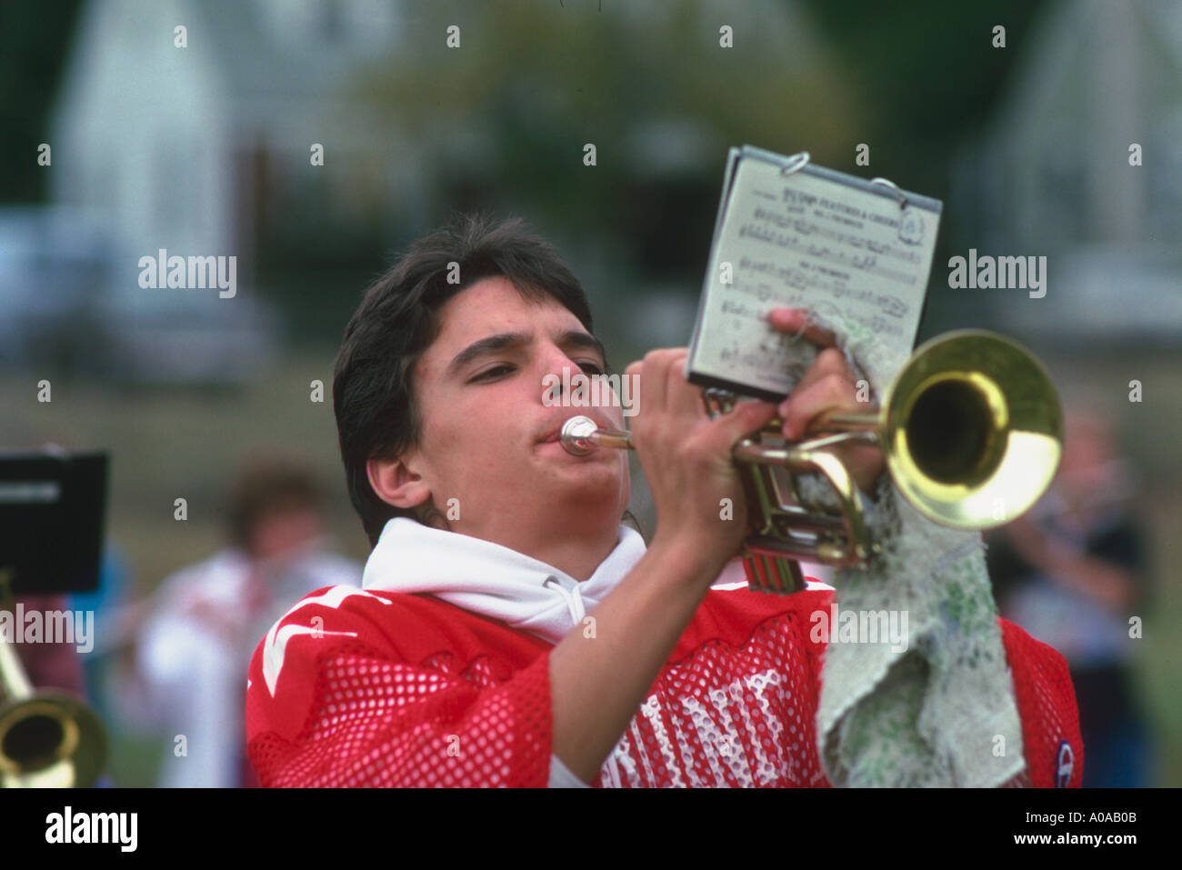 Student practicing in the Glen Burnie marching band Maryland Stock Photo