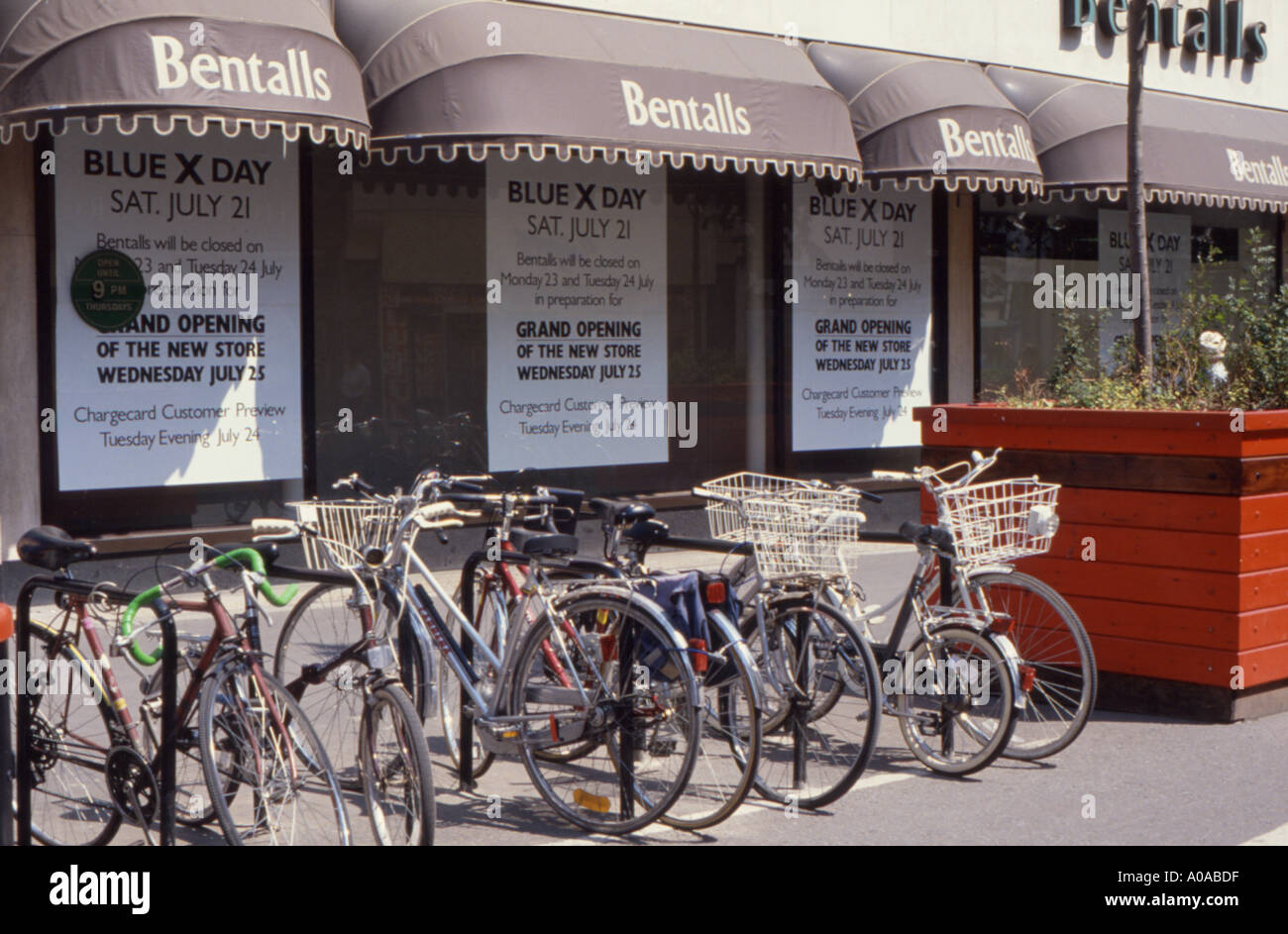 Bikes outside Bentalls department store Kingston Upon Thames Surrey UK