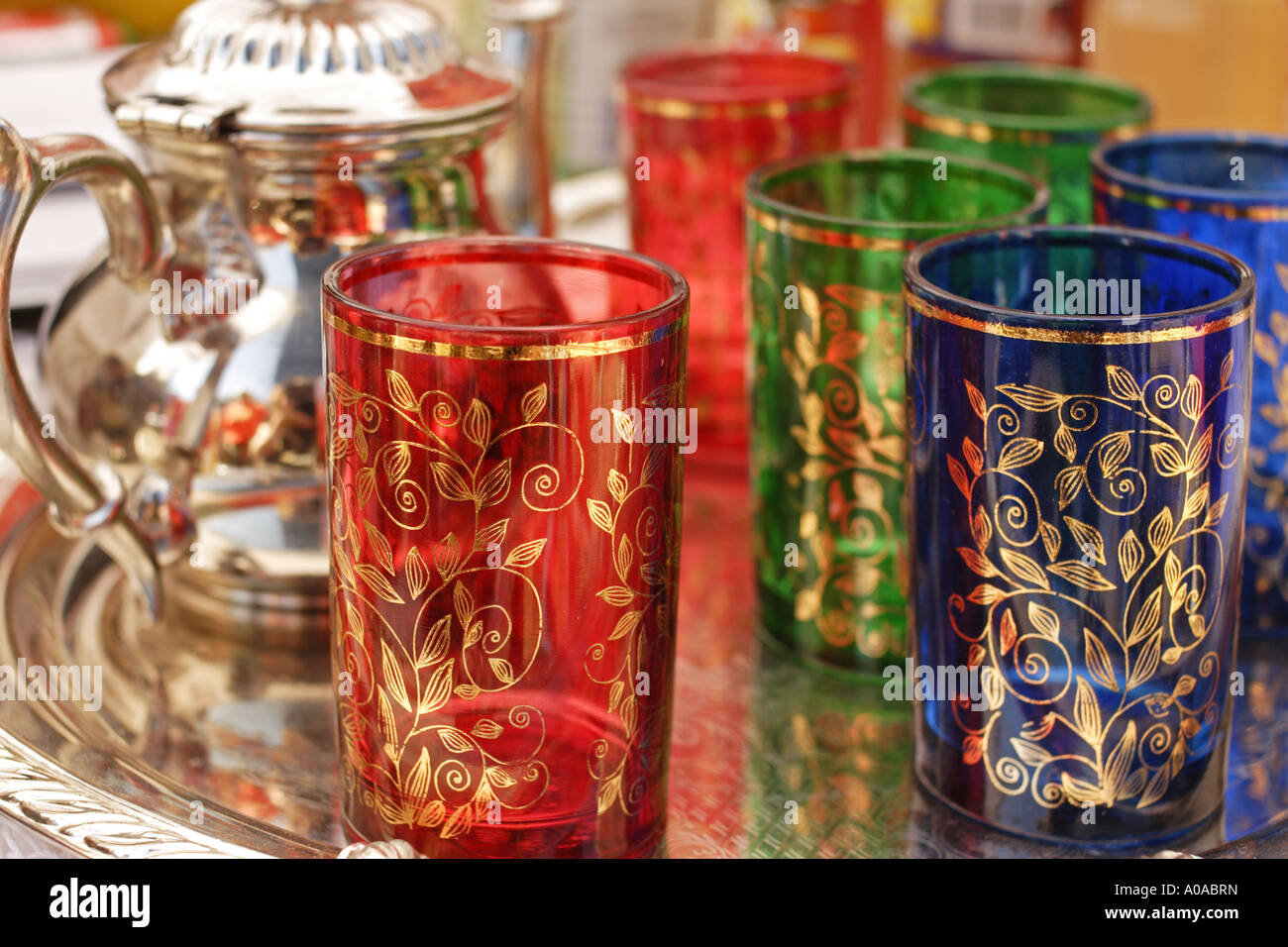 Traditional Arabic glassware Stock Photo Alamy