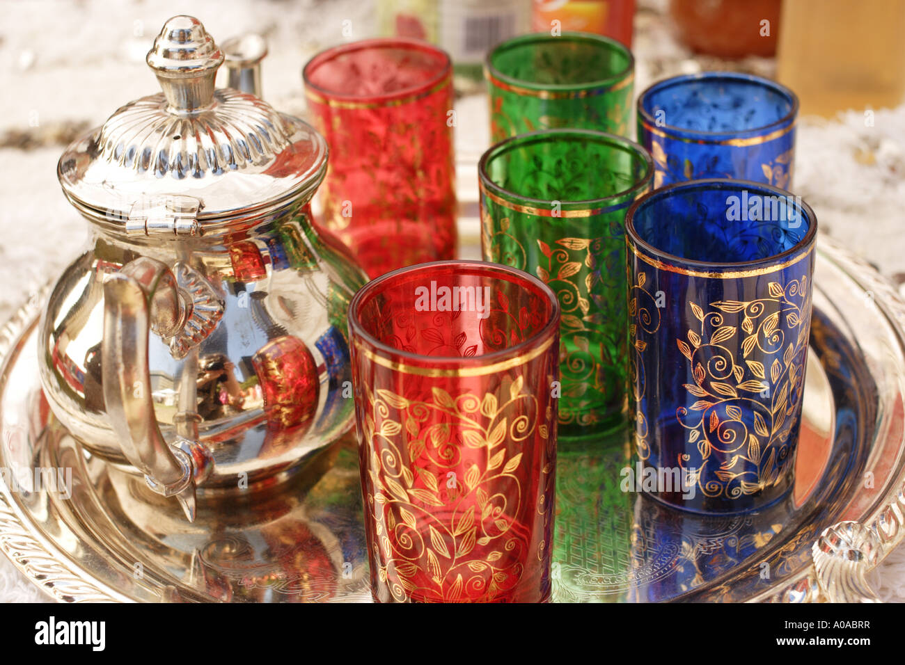 Traditional Arabic glassware Stock Photo Alamy