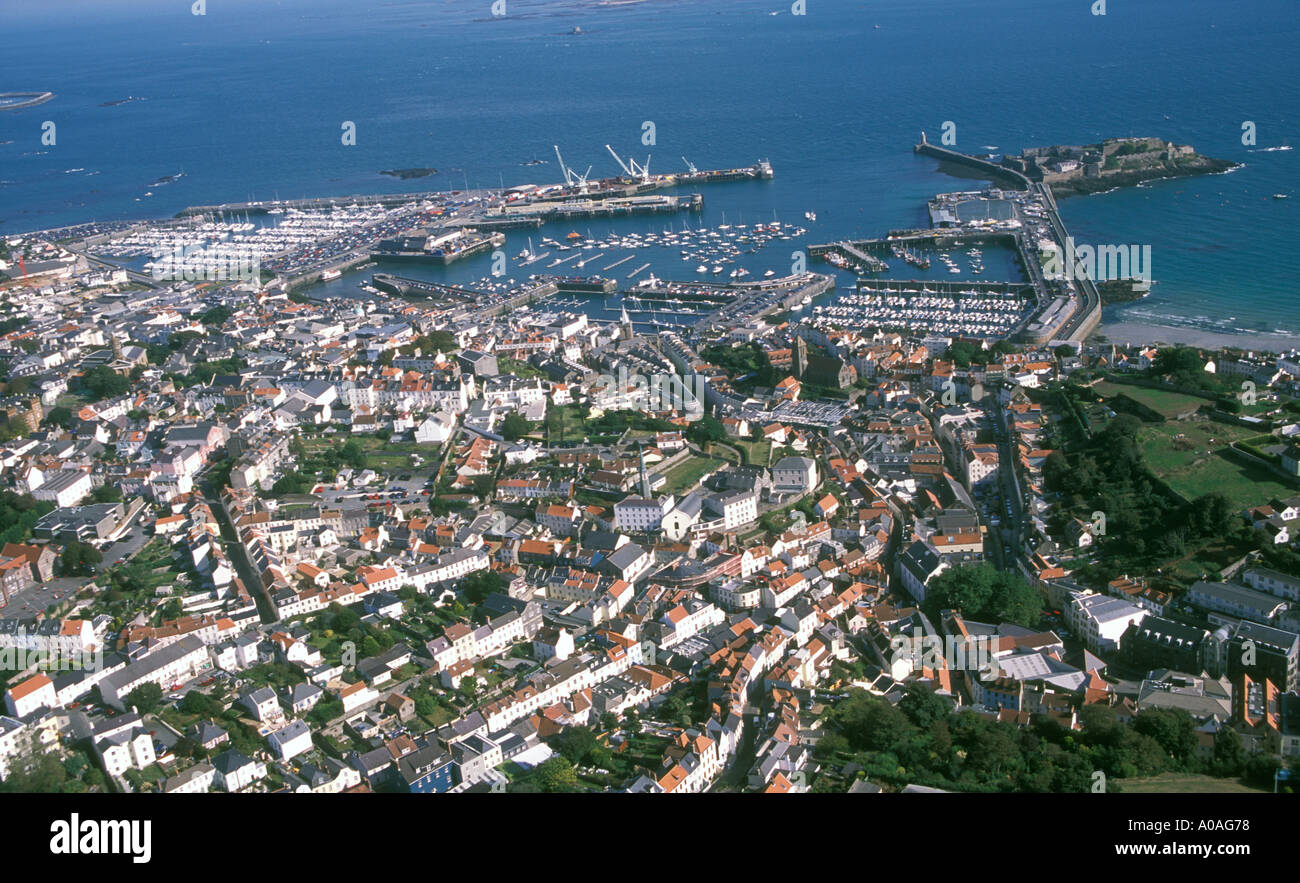 Aerial view of St Peter Port, Guernsey, Channel Islands Stock Photo Alamy