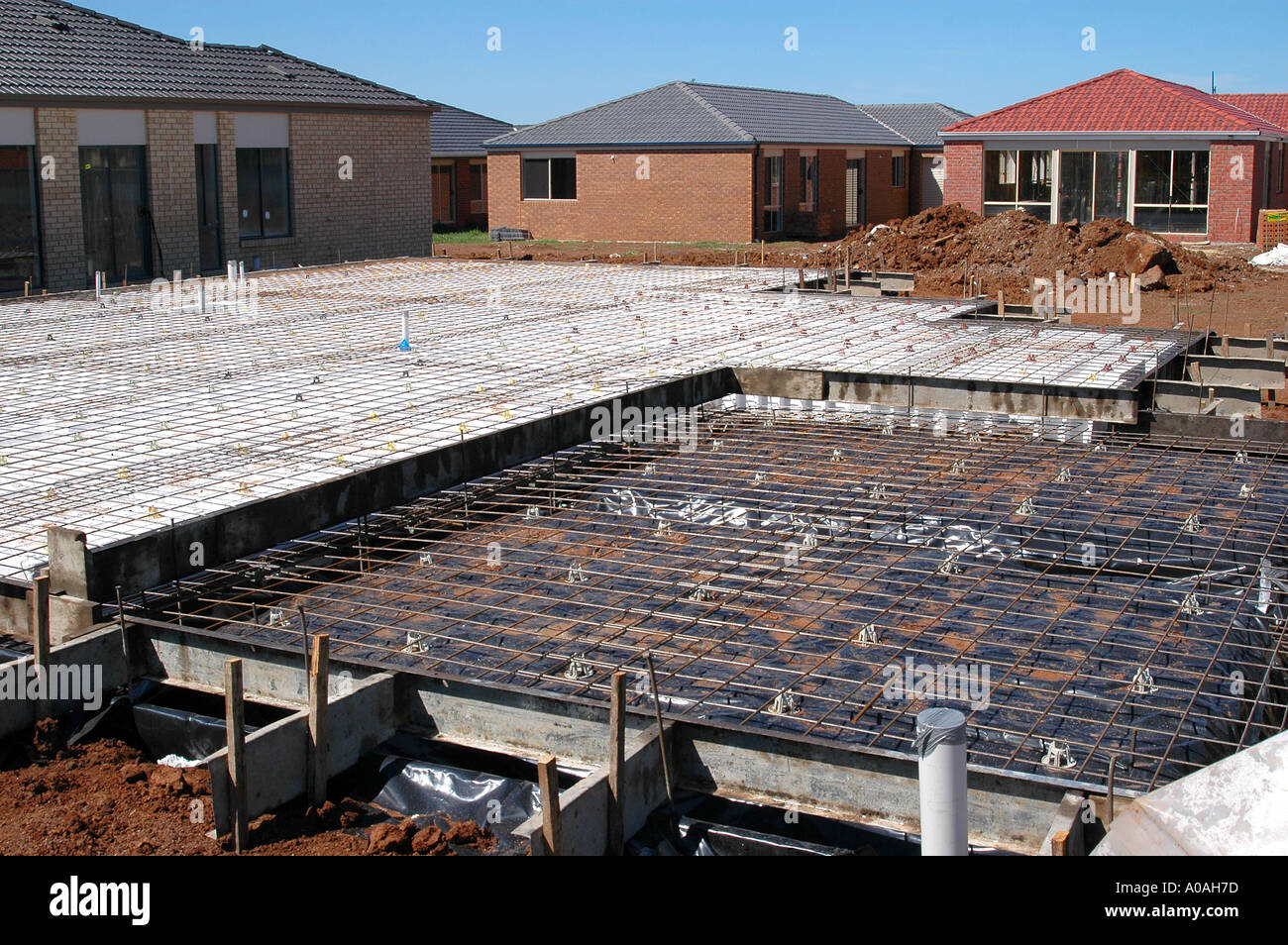 Building a new house, foundations under construction, Melbourne