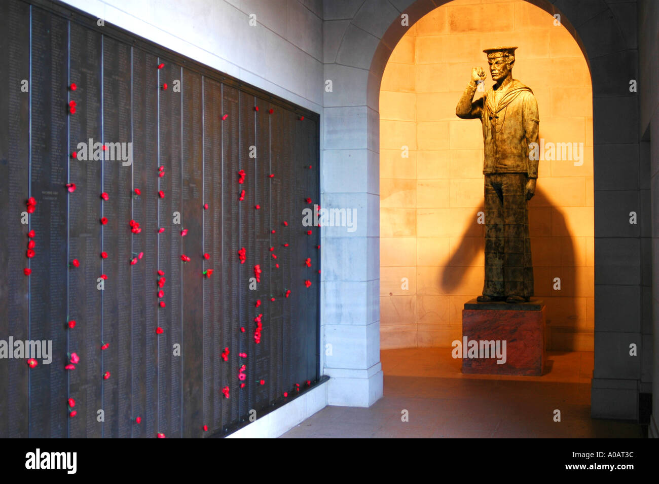 Poppies line the war roll of honor, Australian War Memorial, Canberra, Australia Stock Photo