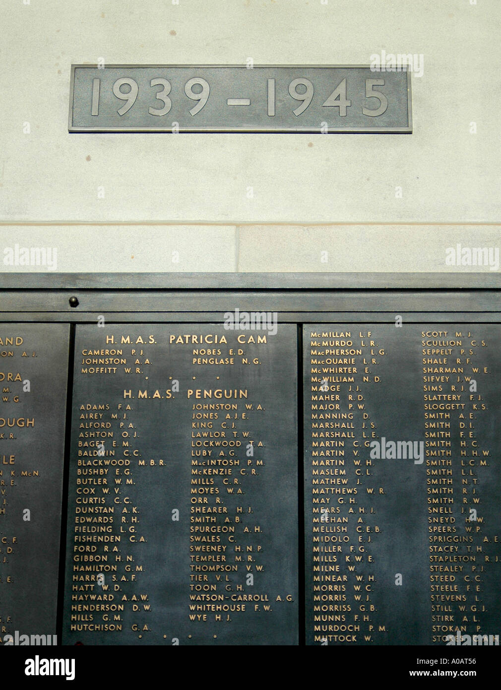 World War 2 roll of honor, Australian War Memorial, Canberra, Australia Stock Photo
