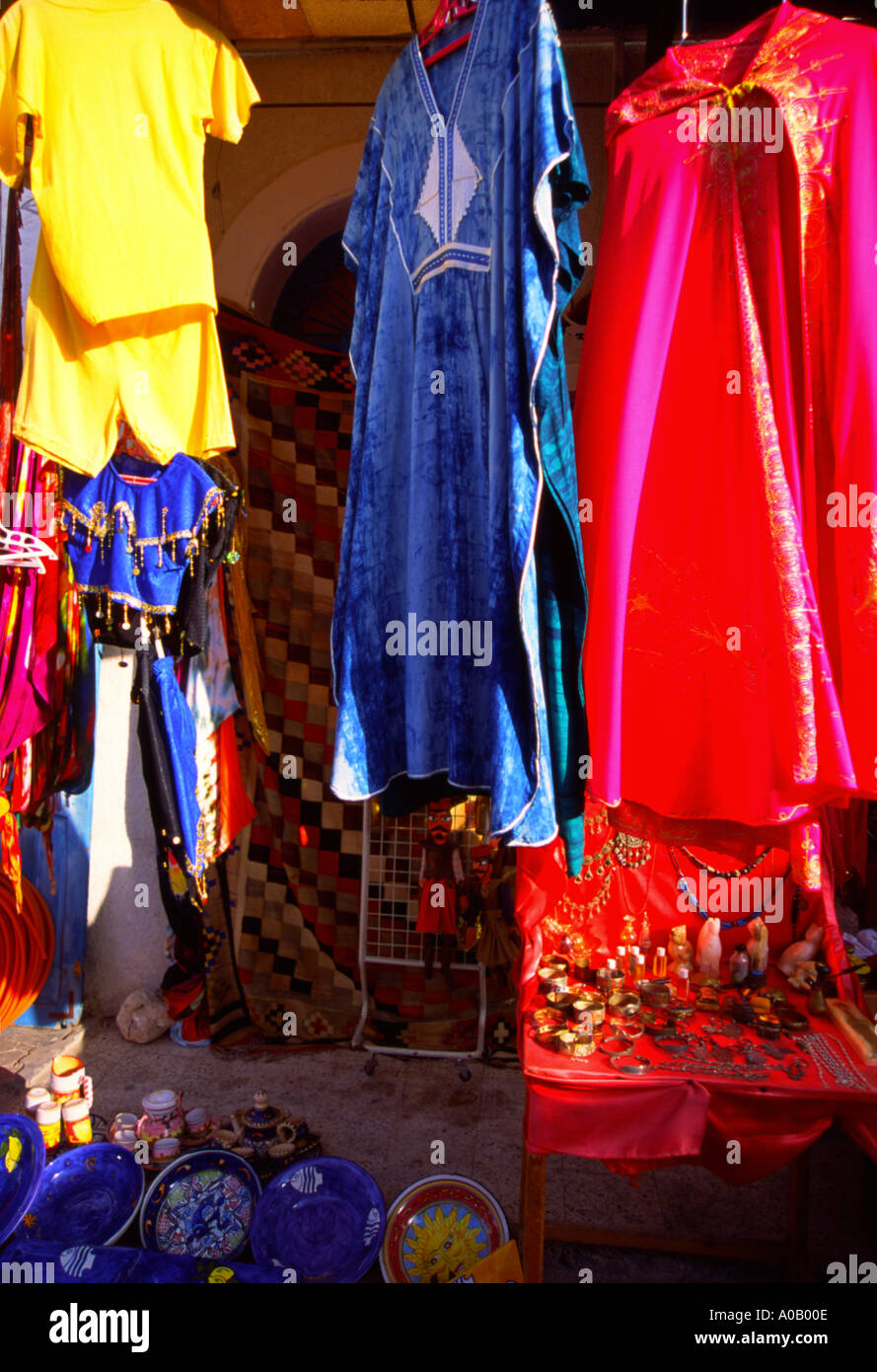 Outdoor store clothing display Tunisia 1141 Stock Photo