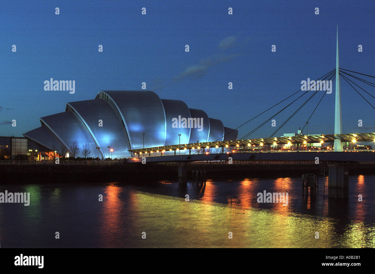 The Armadillo and Bells Bridge across the River Clyde Glasgow Stock ...
