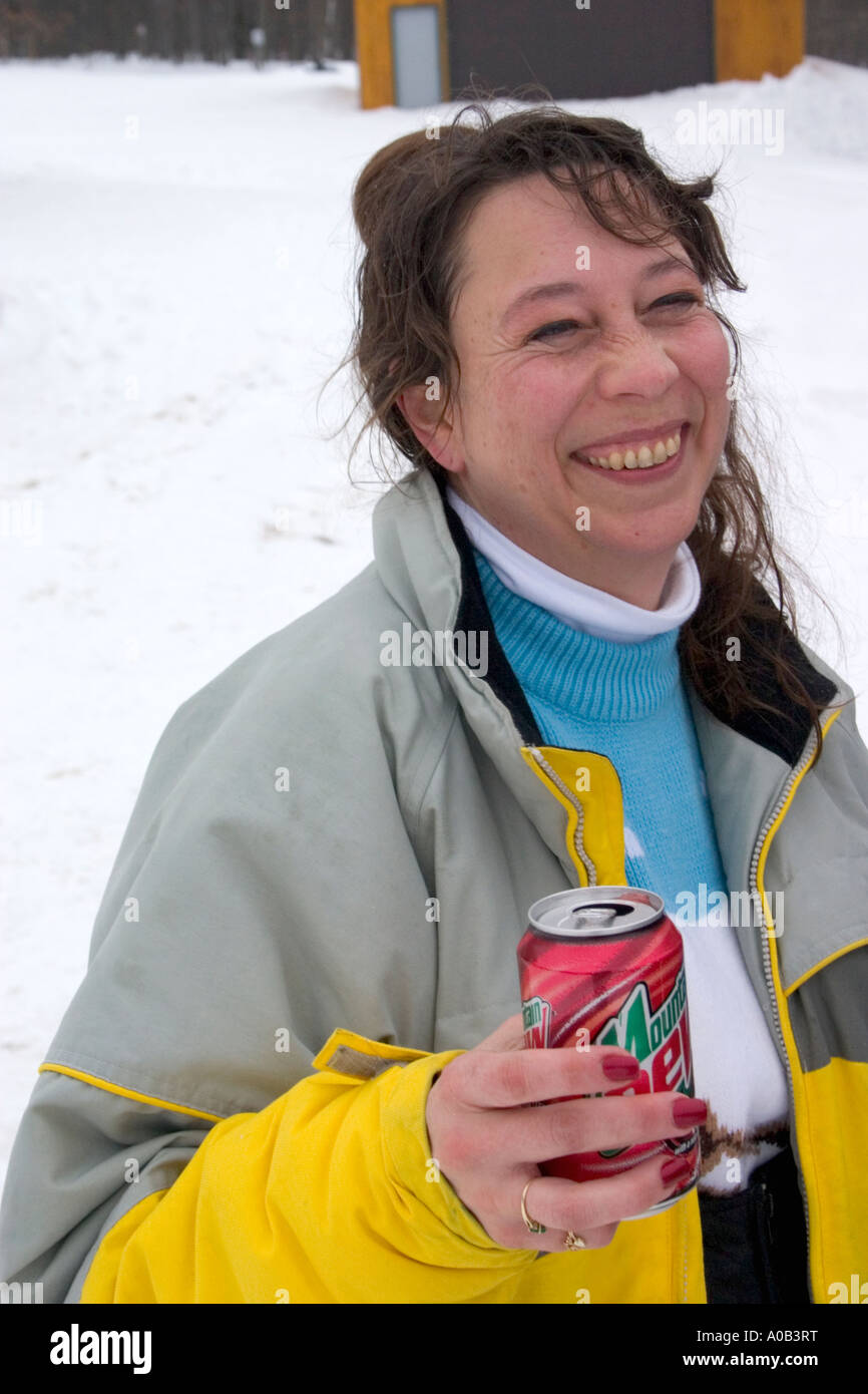 Happy crosscountry ski enthusiast after long run. Ironwood Michigan MI