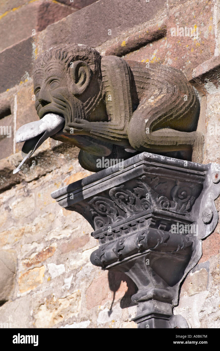 Gargoyle Water Spout On St Giles Church Hartington In Derbyshire Great Britain Stock Photo