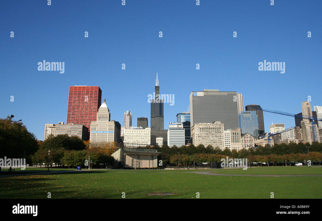 Chicago skyline from Grant park October 2006 Stock Photo - Alamy