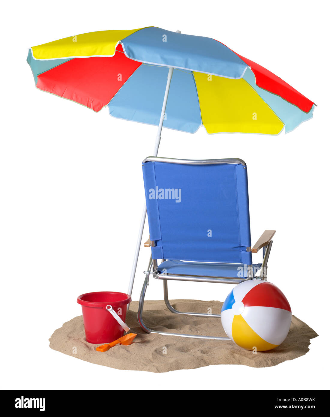 Beach Chair Umbrella Beachball Stock Photo