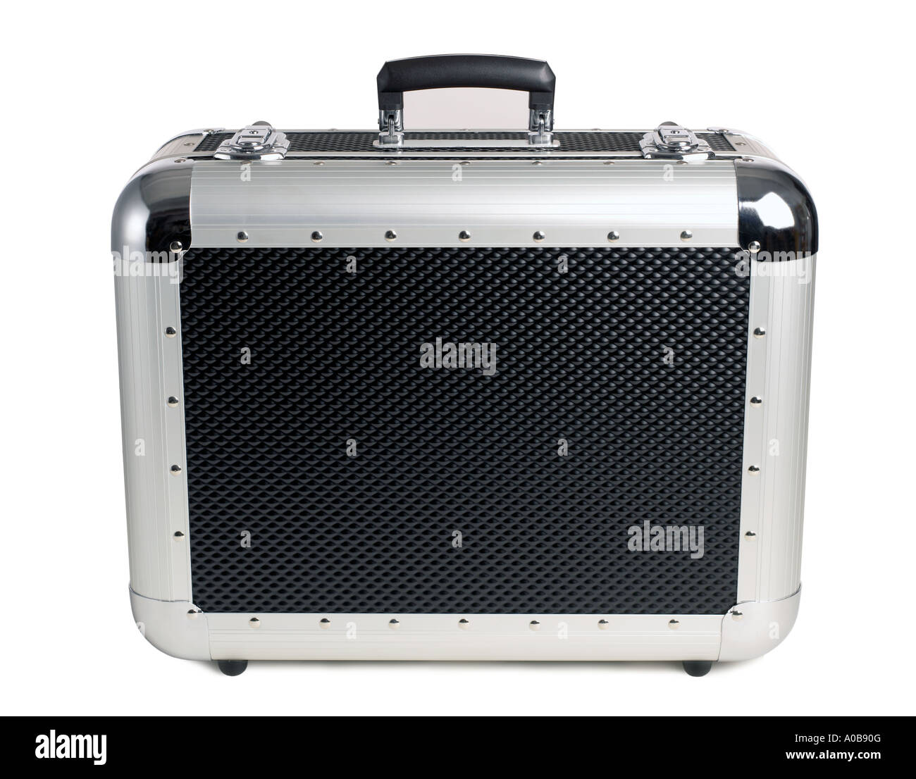 Black silver heavy duty travel case handle lock Stock Photo Alamy