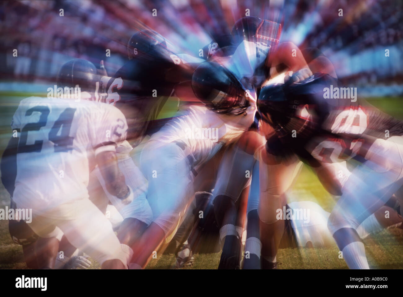zoomed college football action Stock Photo