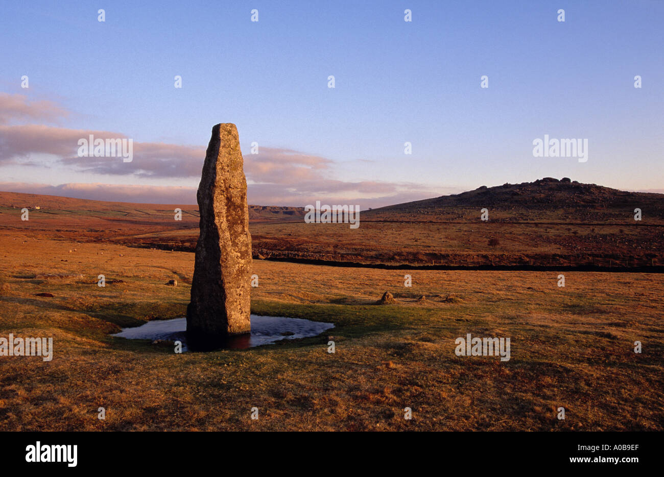 Standing stone near Merrivale Dartmoor Devon England UK Stock Photo - Alamy