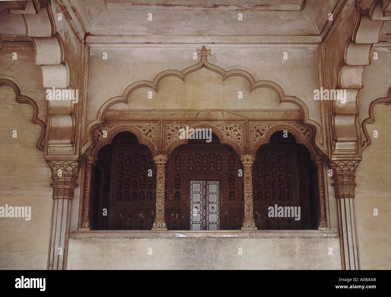 The Imperial Jharokha (Throne). Diwan-i-Aam. Agra, India. Stock Photo