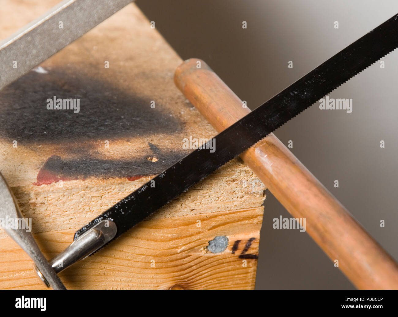 Hacksaw cutting a pipe Stock Photo Alamy