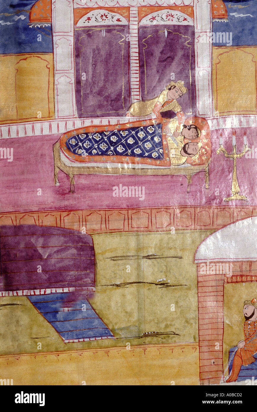 Shahnama or The Book of Kings The King and Queen in palace bed. Epic