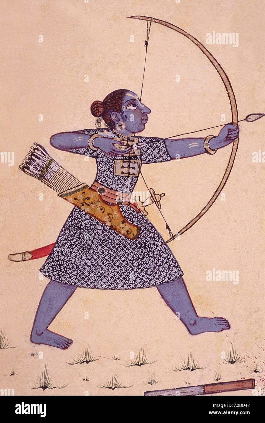 Rama. Pahari painting from the Archer collection. Dated: 1700-1710 A.D. Kulu, India. Stock Photo