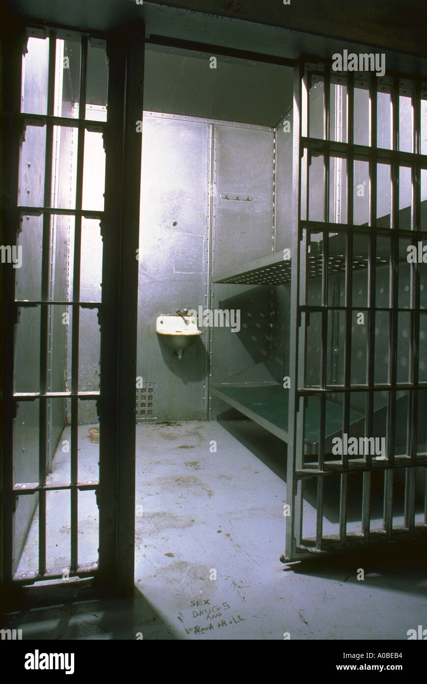 Typical prison cell Stock Photo