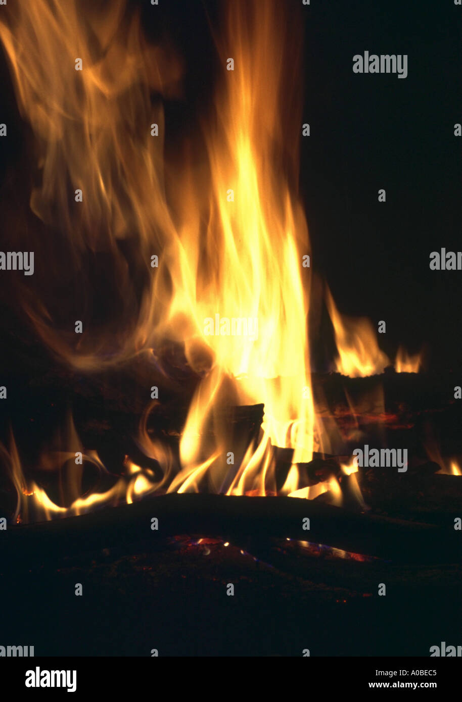 Wood burning in fireplace We have a variety of fire and flame images available if you are looking for a different pattern Stock Photo